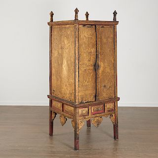 Antique Thai lacquer scripture cabinet