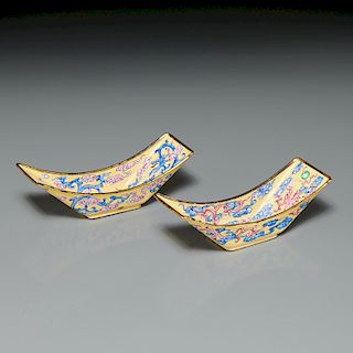 Nice pair Chinese Canton enamel dishes
