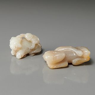 (2) Chinese carved jade animal toggles
