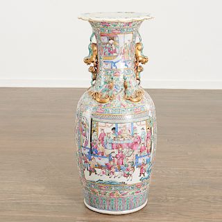 Huge Chinese famille rose floor vase