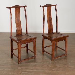 Pair antique Chinese yoke back chairs