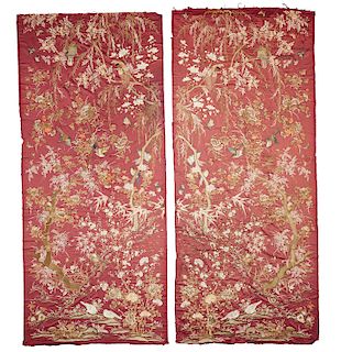 Magnificent pair Chinese silk embroidered panels