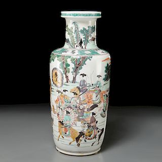 Chinese famille verte rouleau vase