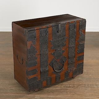Korean iron mounted wood Bandaji cabinet