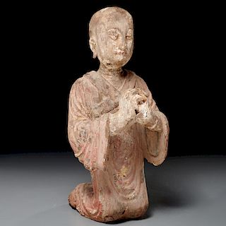 Antique Korean carved praying figure