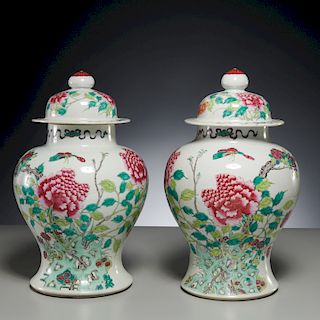 Pair large Chinese famille rose ginger jars