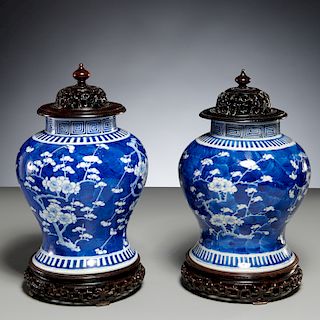 Pair Chinese Hawthorne ginger jars