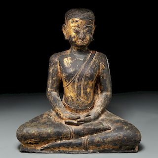 Large Thai lacquered and gilt bronze Buddha