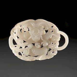 Large Chinese carved jade buckle