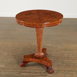William IV round burlwood side table