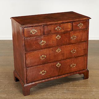 George II inlaid walnut chest of drawers