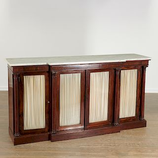 Regency marble top breakfront cabinet