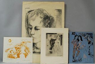 Georges Lambert (French, 1919-1998)      Four Prints:   Jeune Homme ,  Petit Cirque ,  Mexican et Ane