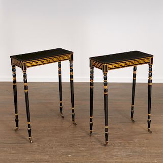 Pair Regency gilt lacquer side tables
