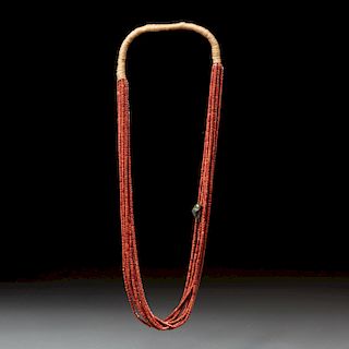 Nice Zuni 10-strand coral bead fetish necklace