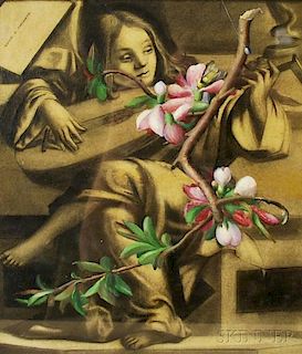 Louise E. Marianetti (American, 1916-2009)      Surrealist-style Composition (Lute Player with Apple Blossoms).