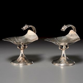 Carl Poul Petersen, pair silver footed compotes