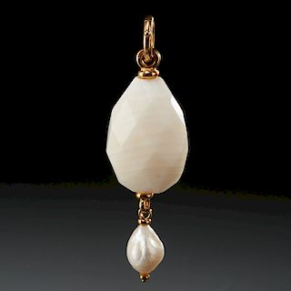 18k gold, baroque pearl and stone enhancer