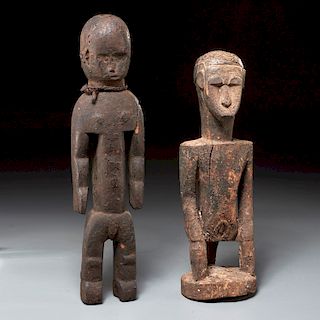 (2) Dogon carved standing figures, ex-museum