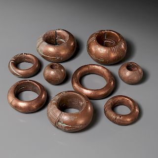 Group West African tribal copper currency jewelry