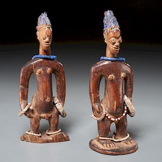 Yoruba Peoples, twin ere ibeji figures, ex-museum