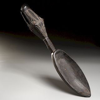 Large African tribal zoomorphic ceremonial spoon