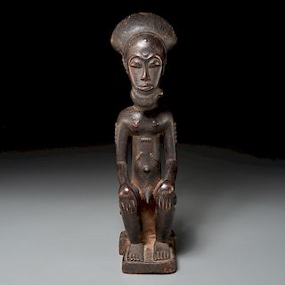 Baule Peoples, old carved wood male figure