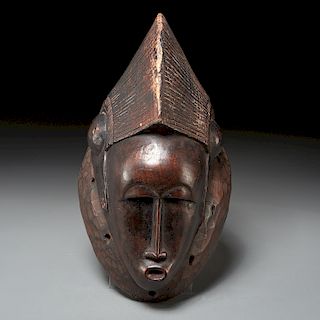 Baule carved wood Kpan mask