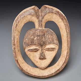 African painted carved Kwele mask, ex-museum