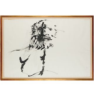 Leonard Baskin, large ink wash on paper, 1969