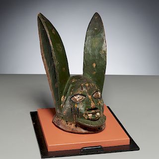 Yoruba Peoples, carved Gelede mask, ex-museum