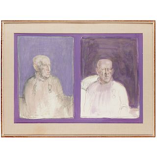 Brian Bourke, diptych drawing, 1966