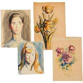Florence Dreyfous, (4) watercolors on paper