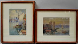 John A. Cook (American, 1870-1936)      Two Framed Watercolors of the Gloucester Waterfront.