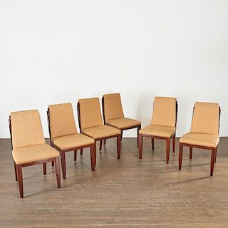 (6) Macassar Ebony dining chairs after Ruhlmann