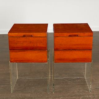 New York Studio, pair lacquered side tables