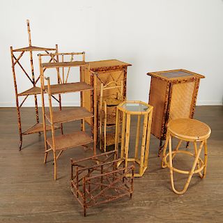 (8) pieces antique and vintage bamboo furniture