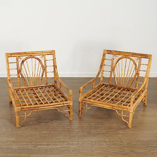 Pair Chinese Export bamboo lounge chairs