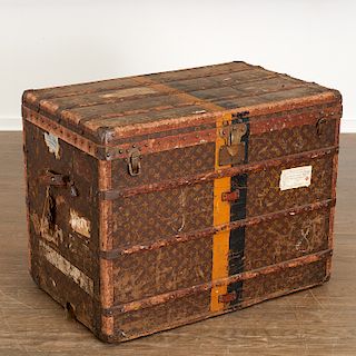 Antique Louis Vuitton monogram canvas trunk