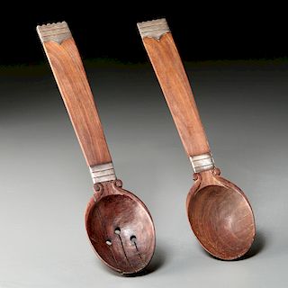Hector Aguilar, silver mounted serving spoons