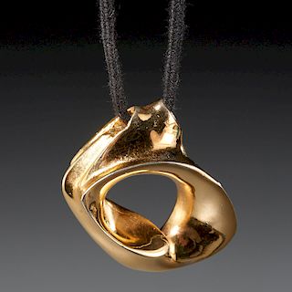 Antoine Poncet, modernist gilt bronze pendant