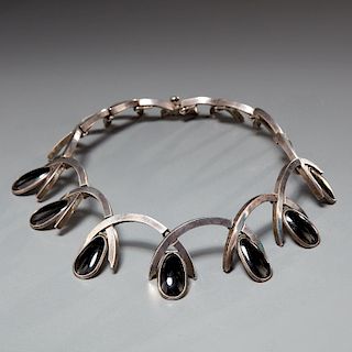 Antonio Pineda, silver and obsidian necklace