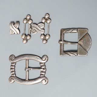 Hector Aguilar, (3) Mexican Modern silver buckles