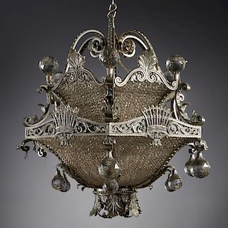 Large Belle Epoque silvered bronze chandelier