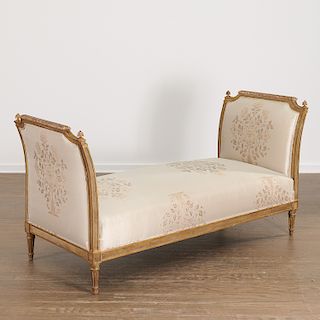 Antique Louis XVI style painted, gilt daybed