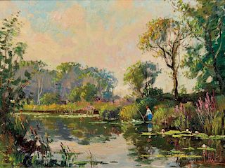 Wayne Beam Morrell (American, 1923-2013)      Old Fishing Pond