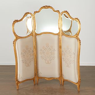 Louis XV mirrored trifold dressing screen