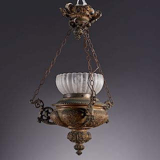 French gilt bronze hanging votive lantern