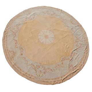 Antique French round Aubusson carpet