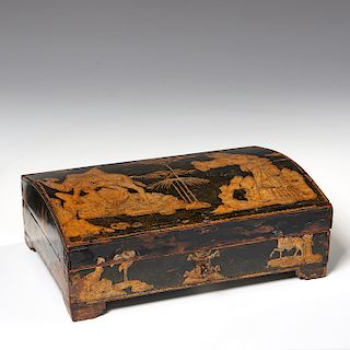 Louis XV black japanned writing box
